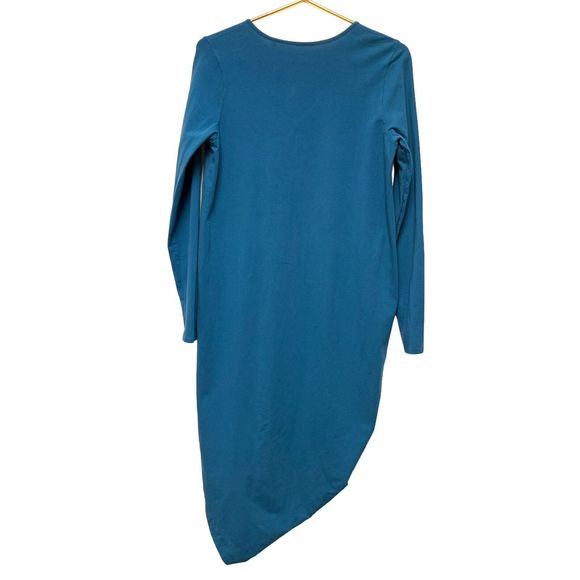 Universal Standard Geneva Midi Dress 2XS 6-8 Teal Long Sleeve‎ V-Neck Asymmetric - Picture 6 of 10